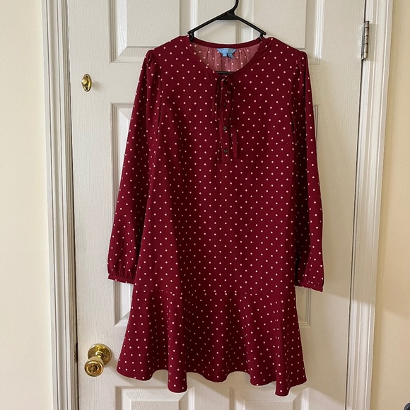 Draper James merlot Polka Dot Rosanne Shift Dress - Picture 1 of 12